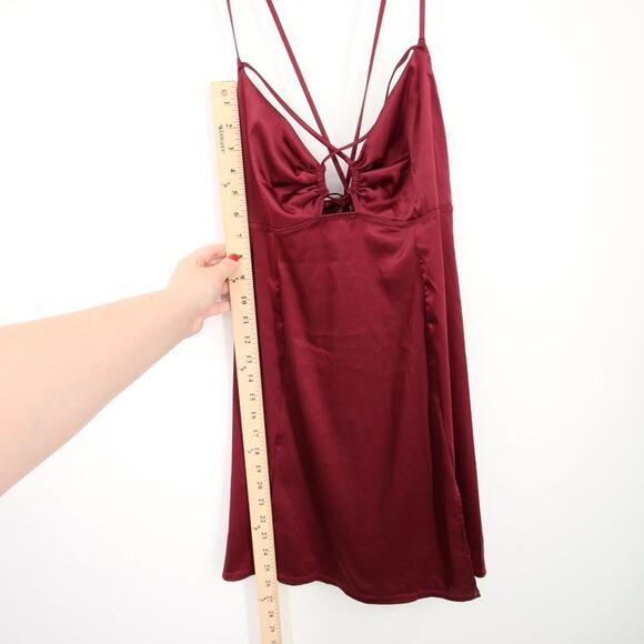 NWT Auden Burgundy Silk-Style Slip Dress Night Sleepwear Matching G-String Thong - Picture 5 of 12